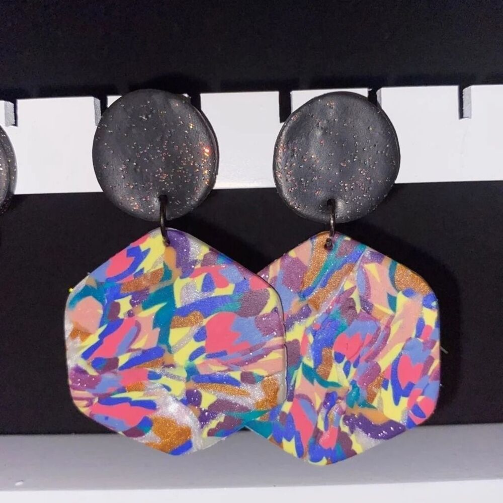 Artisan-Made Funky Colorful Clay Earrings